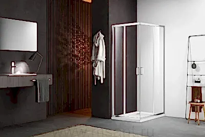 AQ NAA 1142-100 (новый артикул AQ ARI KV10020CH) Душевой уголок квадратный, двери раздвижные AQUATEK профиль хром, стекло прозрачное